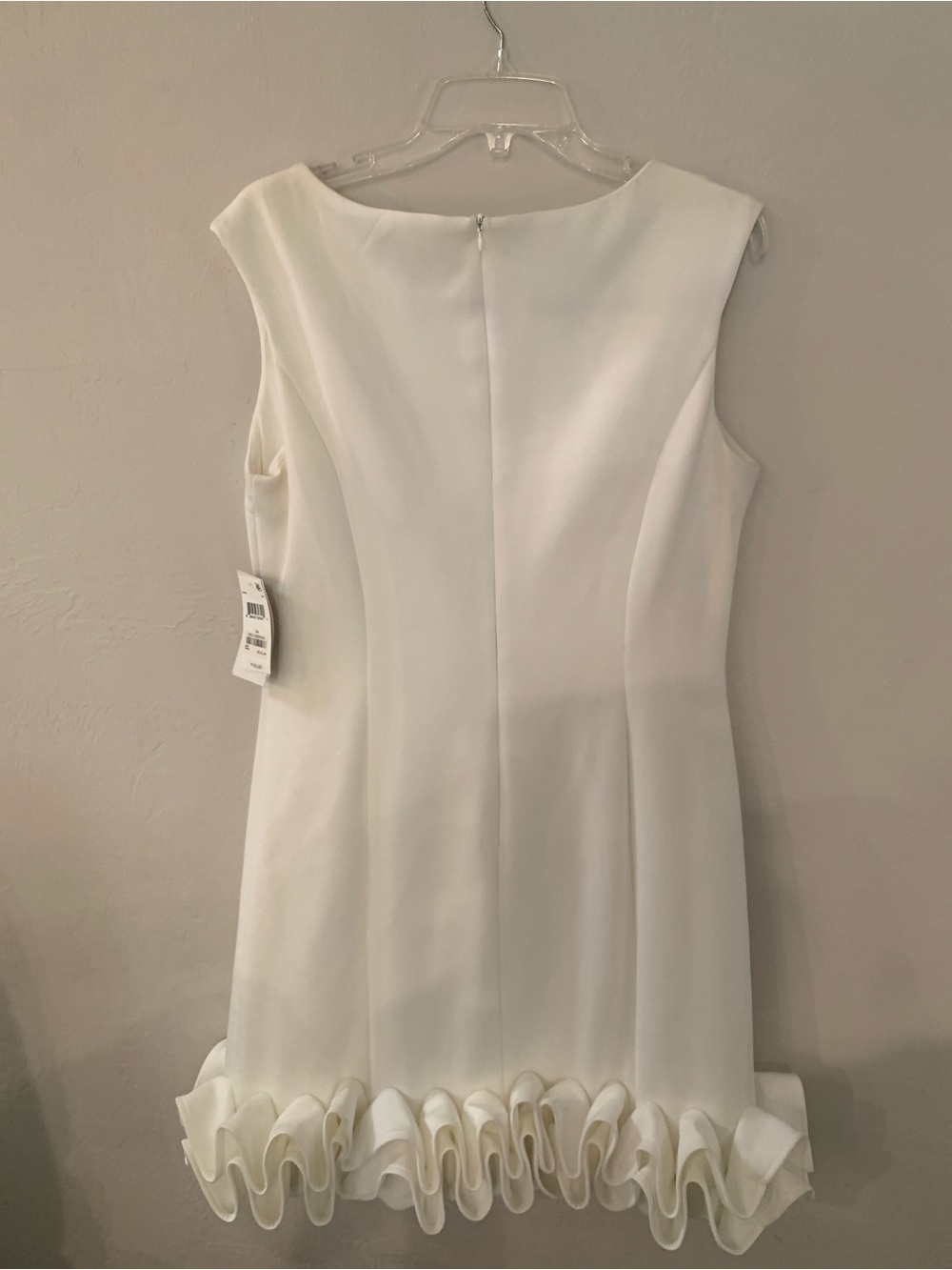 Donna Ricco White Sleeveless Mini Dress with Chic Mode Ruffle Hem Detail 14 NWT - Picture 8 of 8